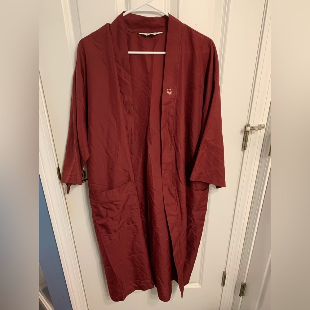 Vintage Christian Dior Monsieur Maroon Men’s Kimono/ Smoking Robe